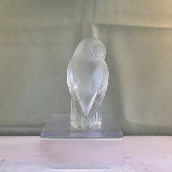 Lalique - Presse papier en cristal - Chouette sur piédouche - signé – Image 2